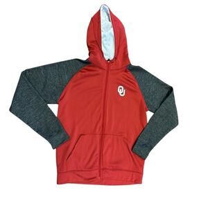 OU University of Oklahomans Men’s Size Large Red and Gray Full Zip Hoodie Jacket